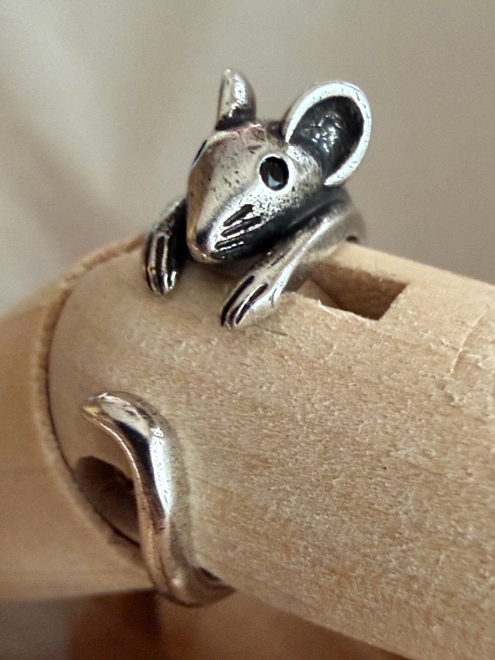 Mouse Animal wrap ring silver-tone
